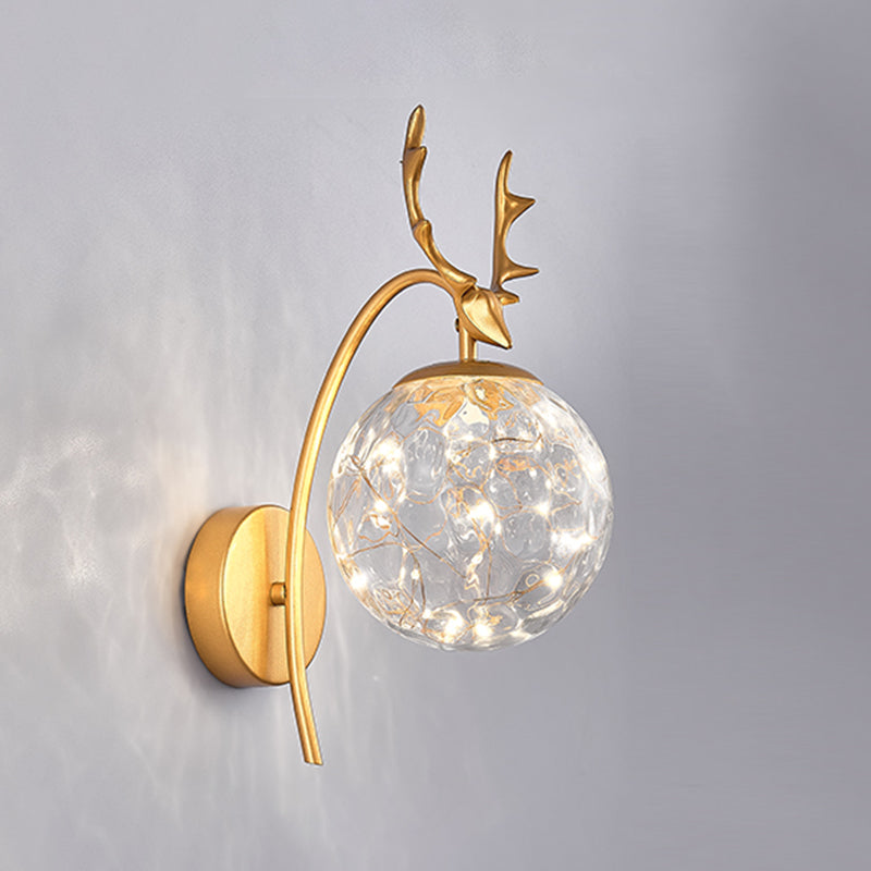 Globe Wall Sconce Gypsophila Style Glass Sconce Wall Light for Bedroom
