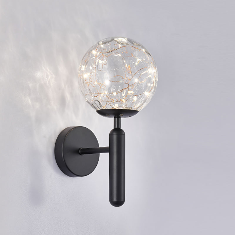 Globe Wall Sconce Gypsophila Style Glass Sconce Wall Light for Bedroom