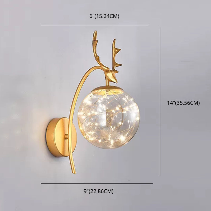 Globe Wall Sconce Gypsophila Style Glass Sconce Wall Light for Bedroom