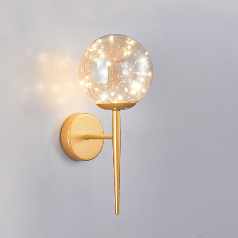 Globe Wall Sconce Gypsophila Style Glass Sconce Wall Light for Bedroom