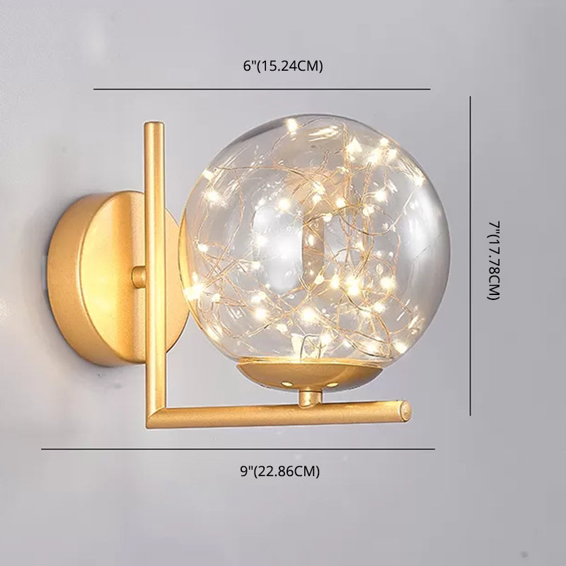 Globe Wall Sconce Gypsophila Style Glass Sconce Wall Light for Bedroom