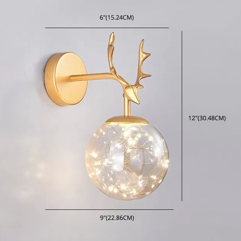 Globe Wall Sconce Gypsophila Style Glass Sconce Wall Light for Bedroom