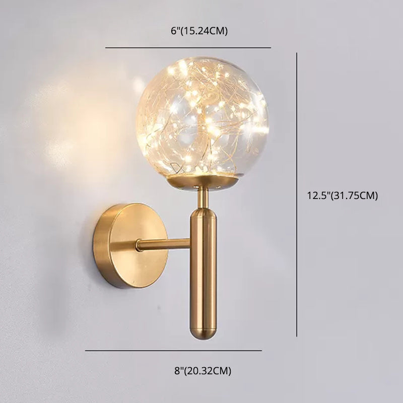 Globe Wall Sconce Gypsophila Style Glass Sconce Wall Light for Bedroom