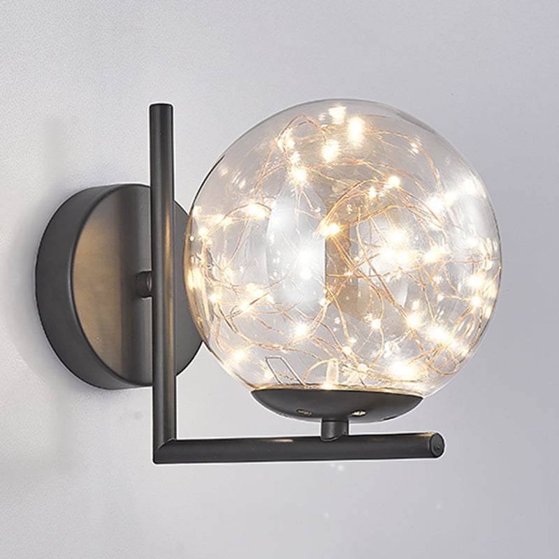 Globe Wall Sconce Gypsophila Style Glass Sconce Wall Light for Bedroom