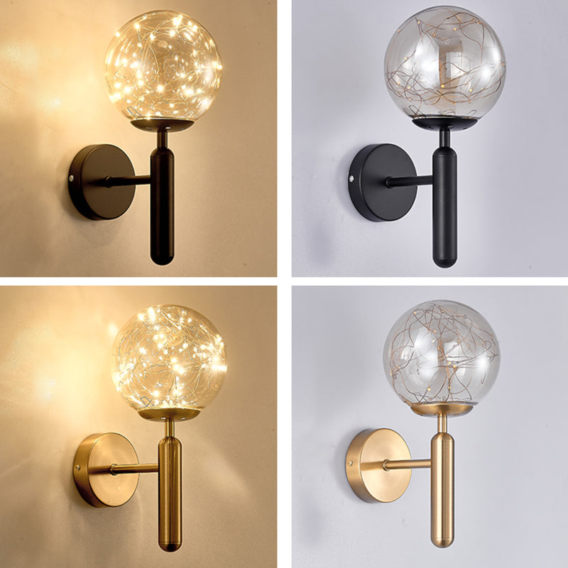 Globe Wall Sconce Gypsophila Style Glass Sconce Wall Light for Bedroom