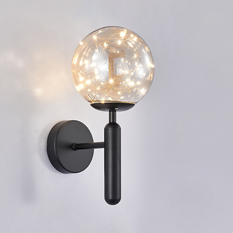Globe Wall Sconce Gypsophila Style Glass Sconce Wall Light for Bedroom