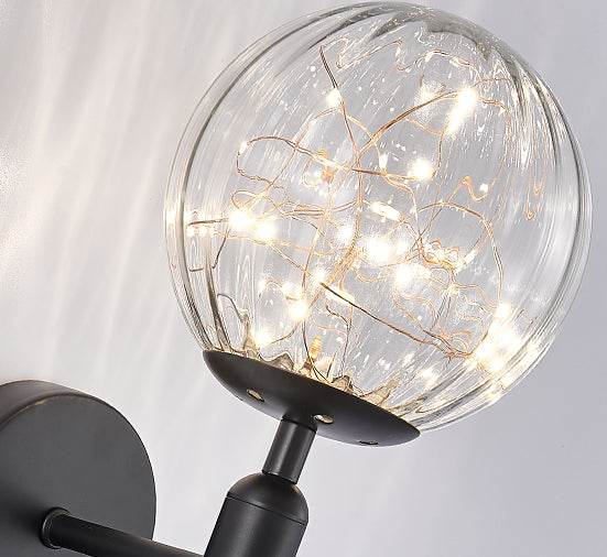 Globe Wall Sconce Gypsophila Style Glass Sconce Wall Light for Bedroom