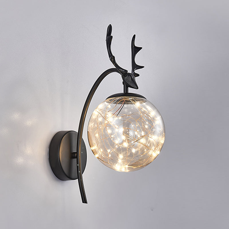 Globe Wall Sconce Gypsophila Style Glass Sconce Wall Light for Bedroom