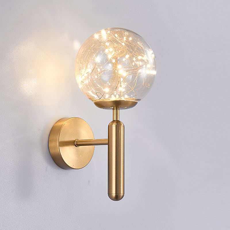 Globe Wall Sconce Gypsophila Style Glass Sconce Wall Light for Bedroom