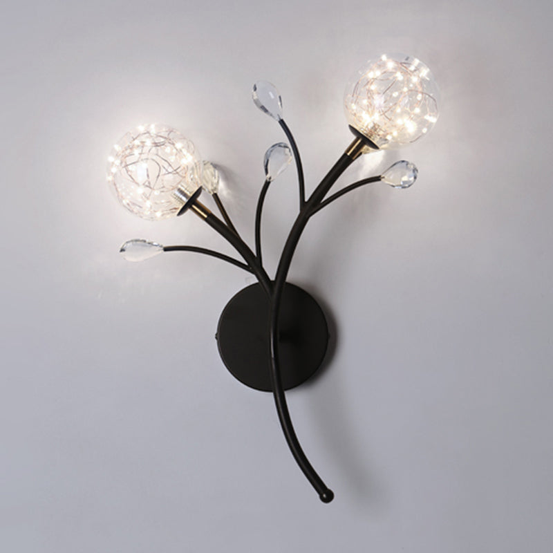 Apliques de pared de pared de doble flores de estilo creativo de metal 2 luces de metal 2 luces