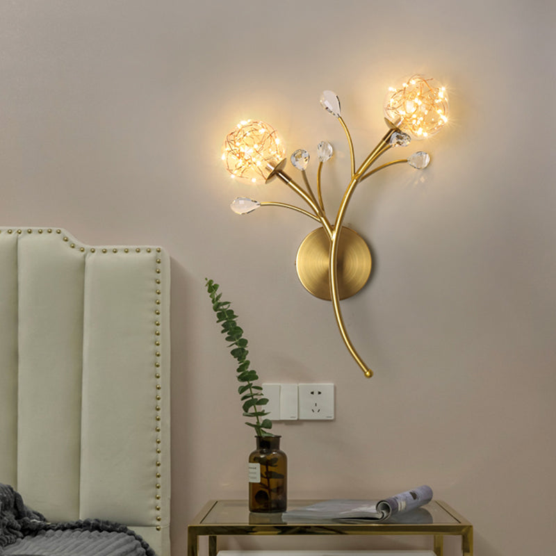 Apliques de pared de pared de doble flores de estilo creativo de metal 2 luces de metal 2 luces