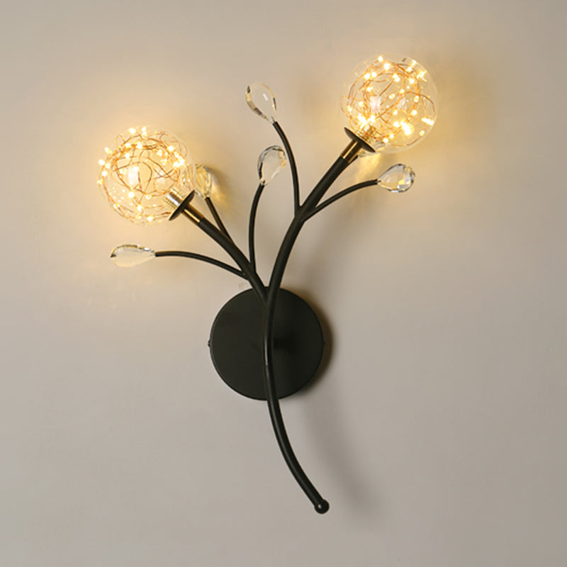 Apliques de pared de pared de doble flores de estilo creativo de metal 2 luces de metal 2 luces