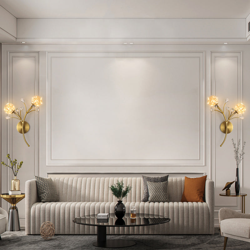 Apliques de pared de pared de doble flores de estilo creativo de metal 2 luces de metal 2 luces