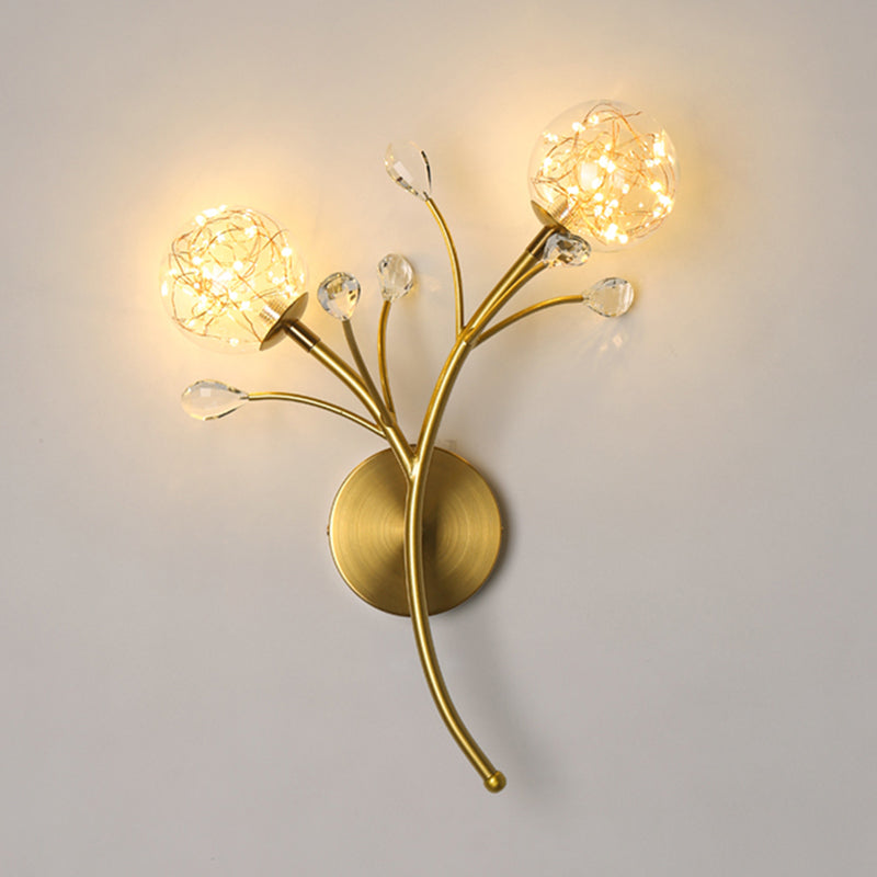 Apliques de pared de pared de doble flores de estilo creativo de metal 2 luces de metal 2 luces