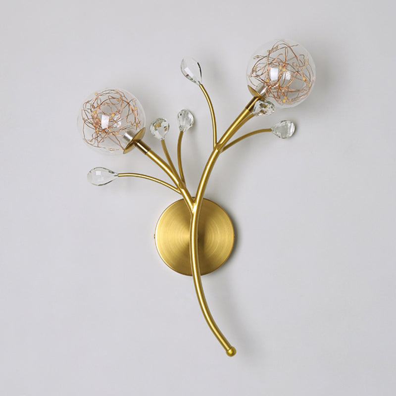 Apliques de pared de pared de doble flores de estilo creativo de metal 2 luces de metal 2 luces