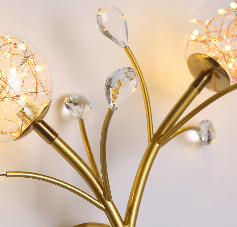 Apliques de pared de pared de doble flores de estilo creativo de metal 2 luces de metal 2 luces