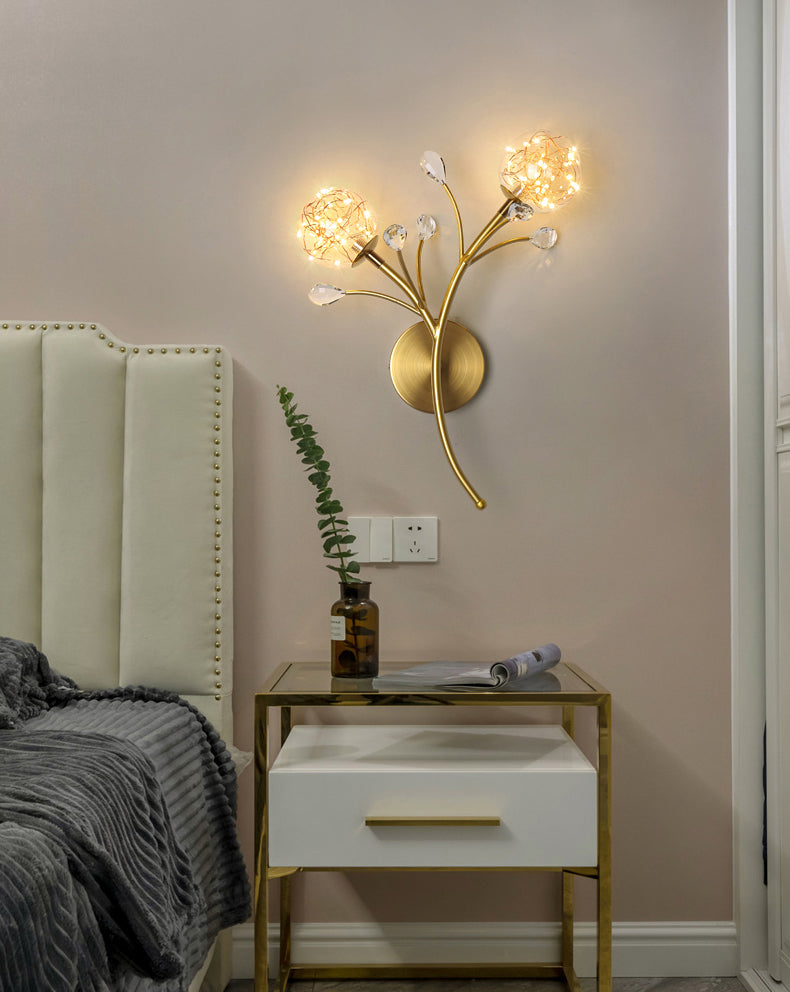 Apliques de pared de pared de doble flores de estilo creativo de metal 2 luces de metal 2 luces