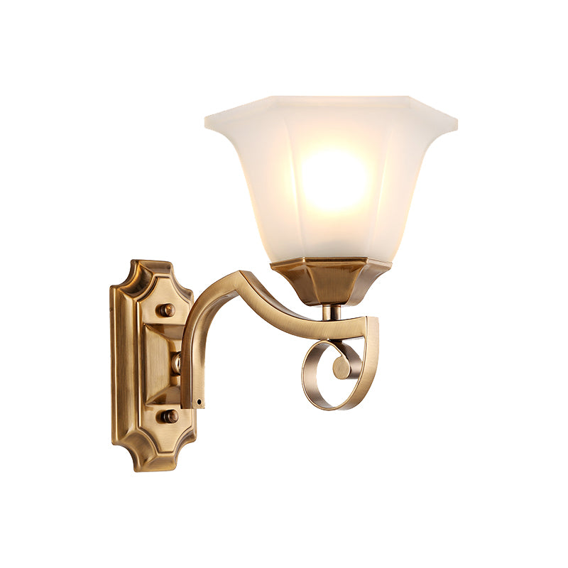 Floral Corridor Wall Sconce Modern Stylish Opal Glass and Metallic 1/2-Light Gold Finish Wall Light Fixture