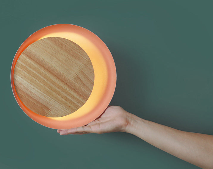 Éclairage d'applications à disque rond en bois de style minimaliste moderne 1 appliques lumineuses