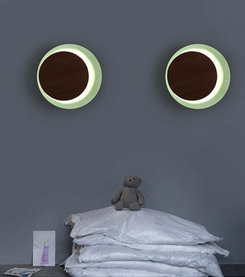 Éclairage d'applications à disque rond en bois de style minimaliste moderne 1 appliques lumineuses