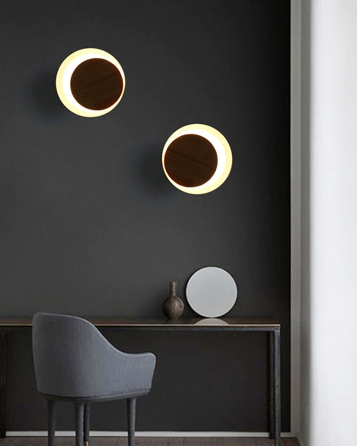 Éclairage d'applications à disque rond en bois de style minimaliste moderne 1 appliques lumineuses