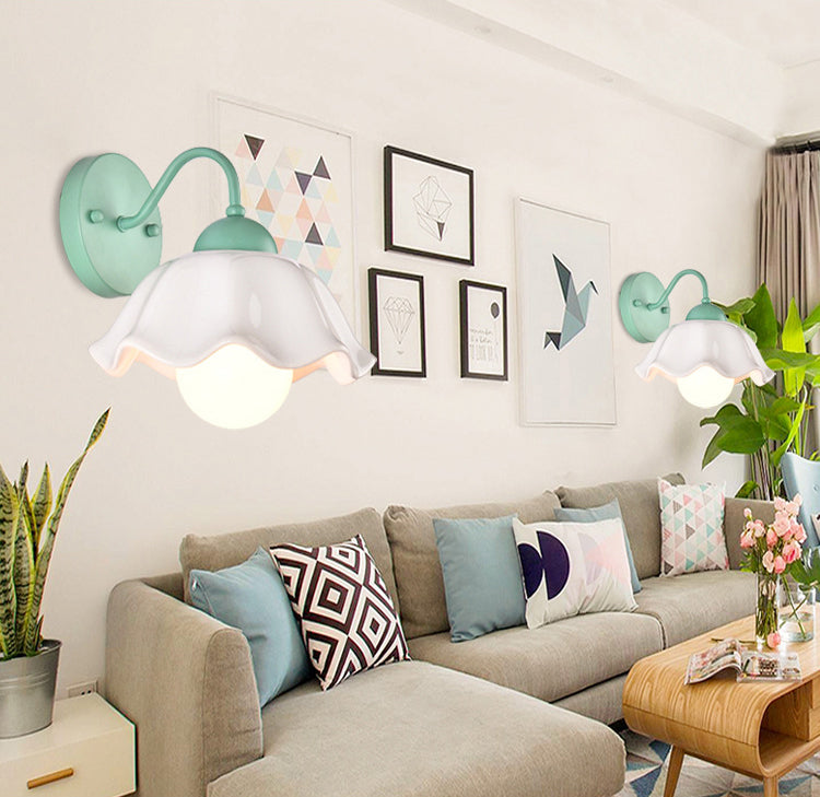 Luz de plataforma acampanada Cerámica de estilo pastoral americano 1 apliques de luz