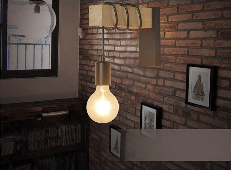 Lampada del braccio di oscillazione lampada in stile minimalista creativo 1 legno 1 flione di luce