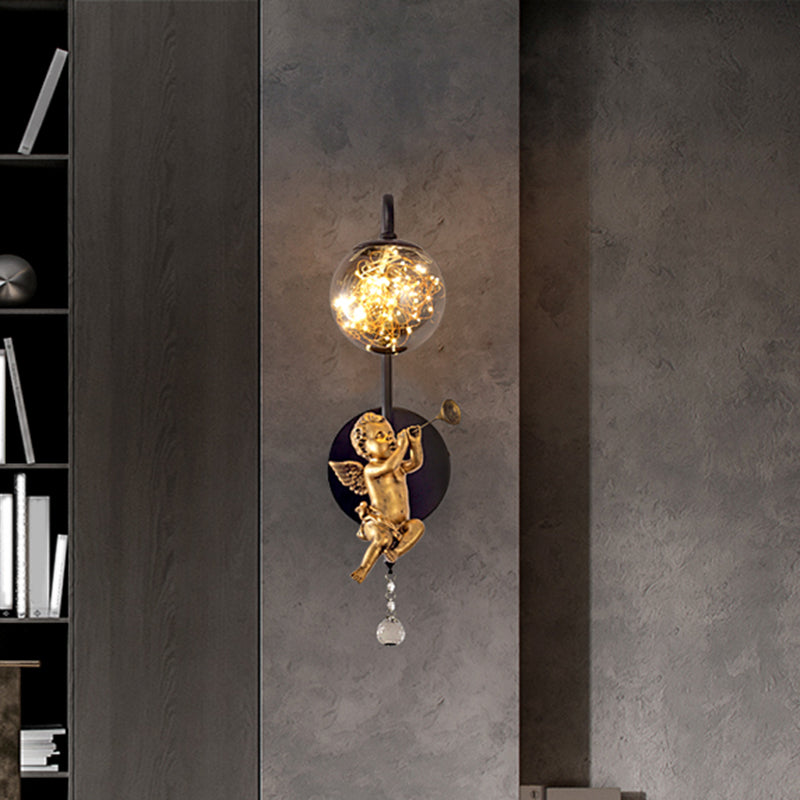 Lámpara esférica liviana nórdica estilo creativo de vidrio 1 apliques de luz con modelo de ángulo