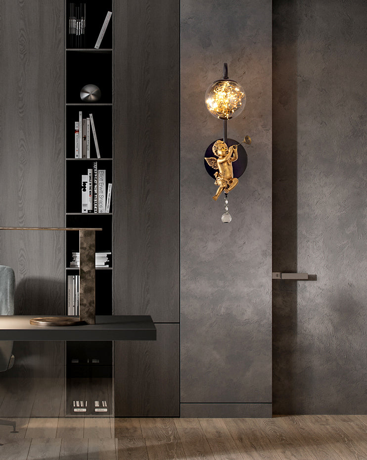 Lámpara esférica liviana nórdica estilo creativo de vidrio 1 apliques de luz con modelo de ángulo