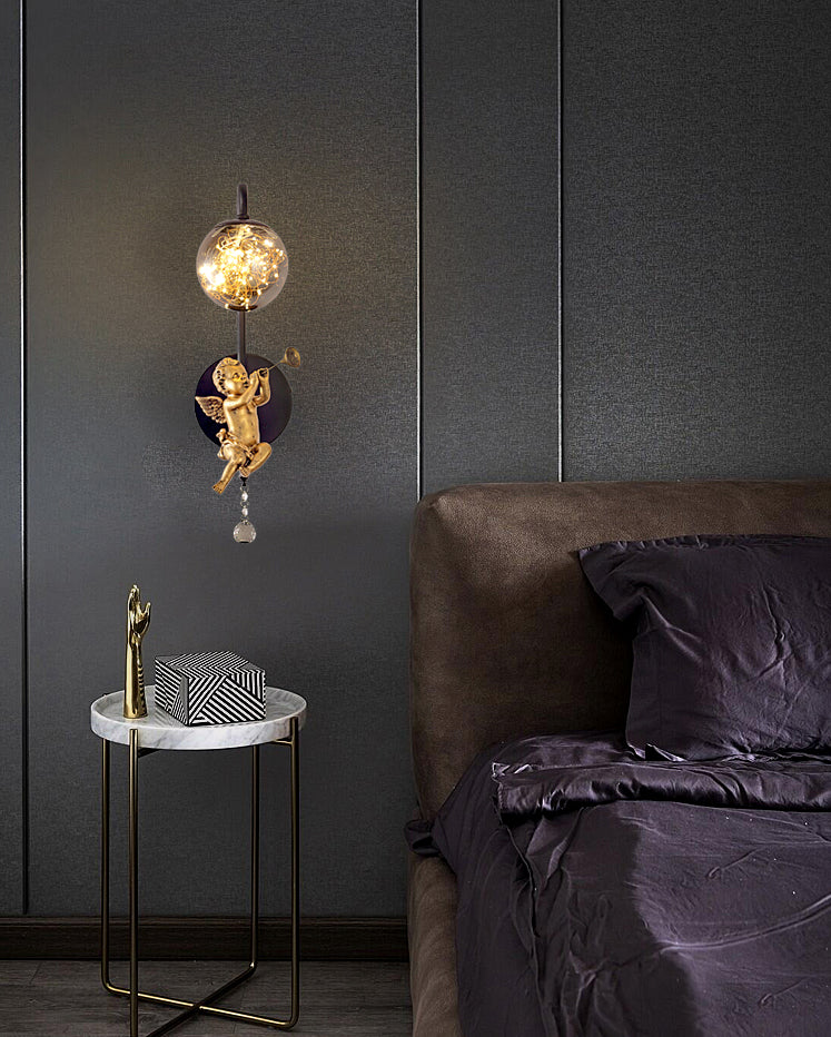 Lámpara esférica liviana nórdica estilo creativo de vidrio 1 apliques de luz con modelo de ángulo