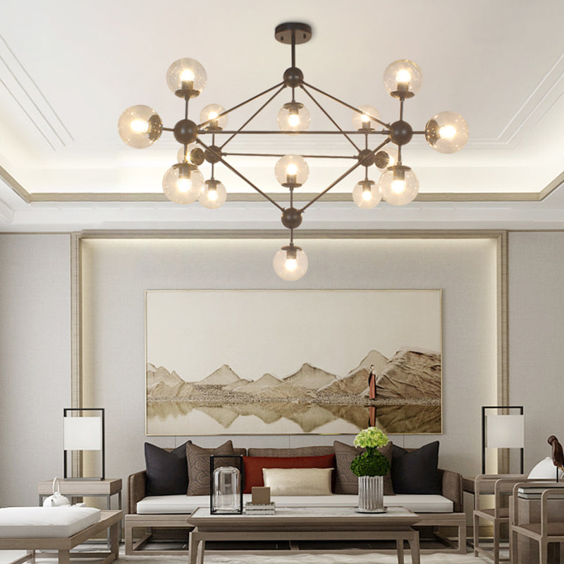 15-Light Modern Style Ceiling Light Linear Transparent Statement Chandelier