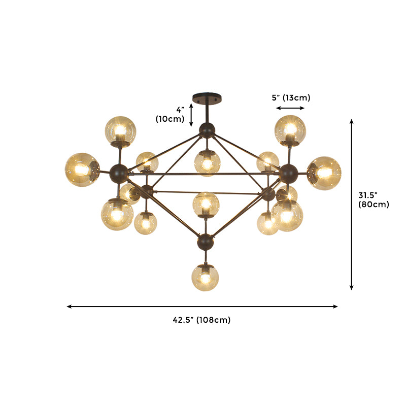 15-Light Modern Style Ceiling Light Linear Transparent Statement Chandelier