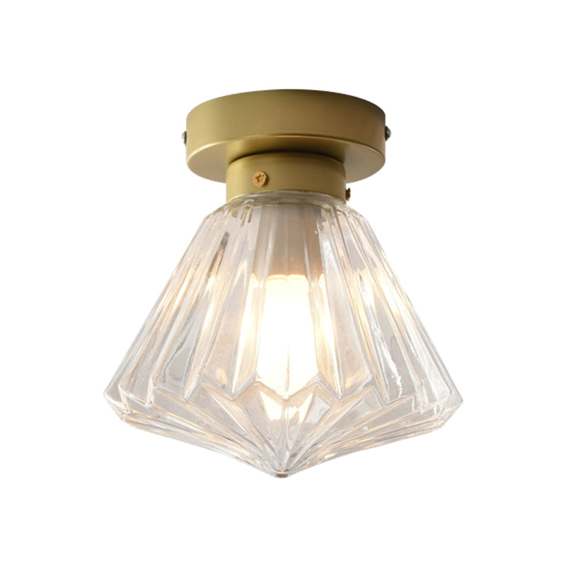 1 Head Flush Light Colonialism Clear Glass Scalloped Ceiling Fixture for Kitchen, 6.5"/7" W
