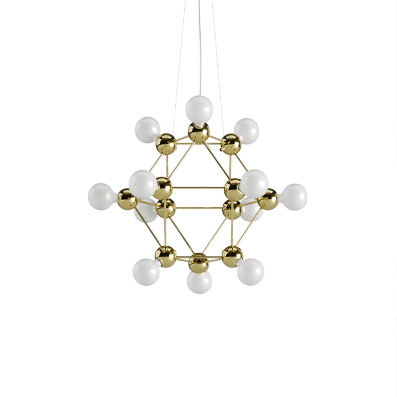 21-Light Contemporary Style Chandelier, Unique Linear Gold Metal Ceiling Light