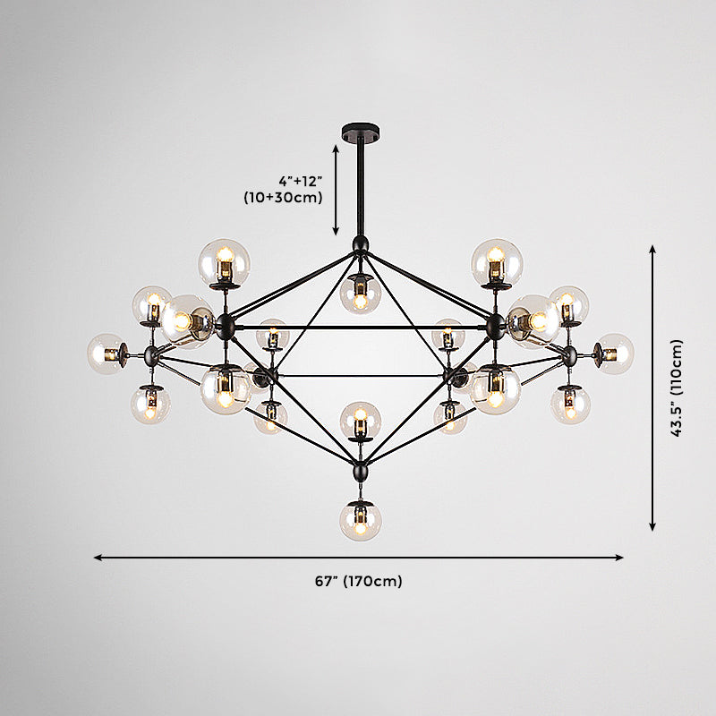 21-Light Unique Modern Linear Chandelier Black Ceiling Light
