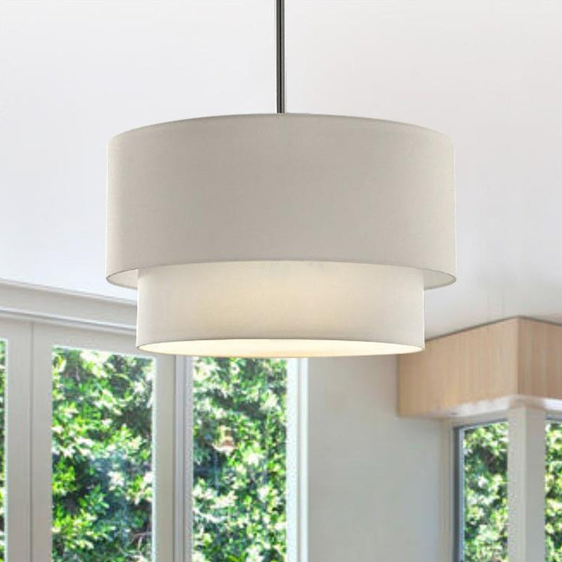 4-Light Flaxen Shaded Drum Chandelier for Dining Room