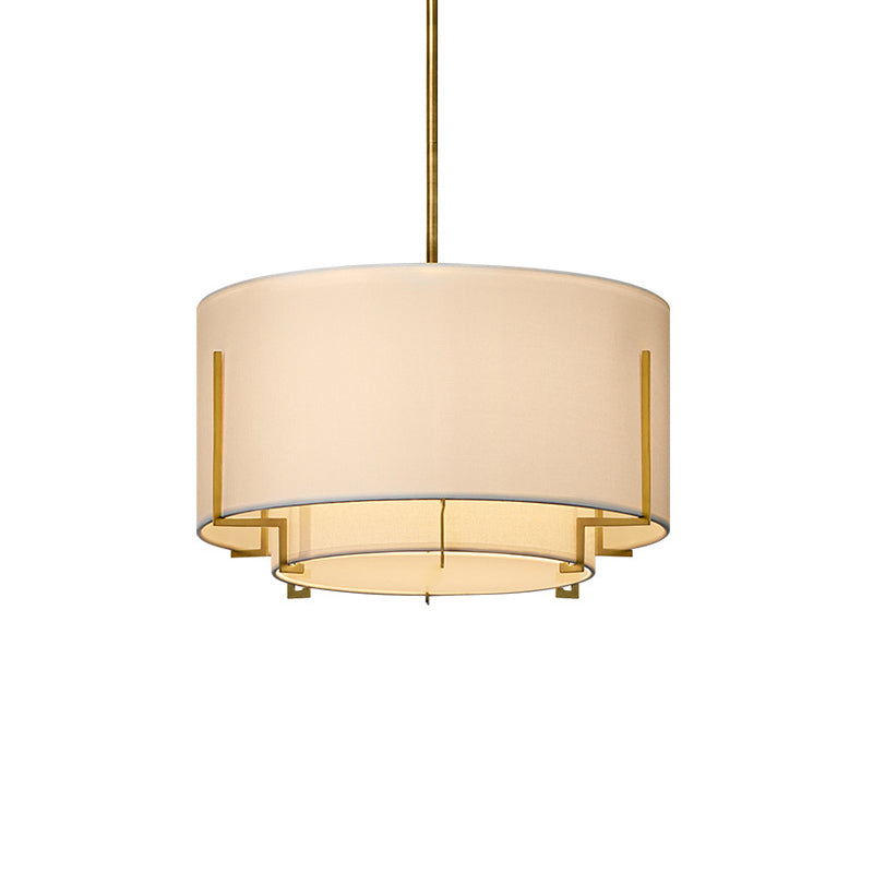 4-Light Modern Shaded Drum Chandelier Textile Ceiling Light