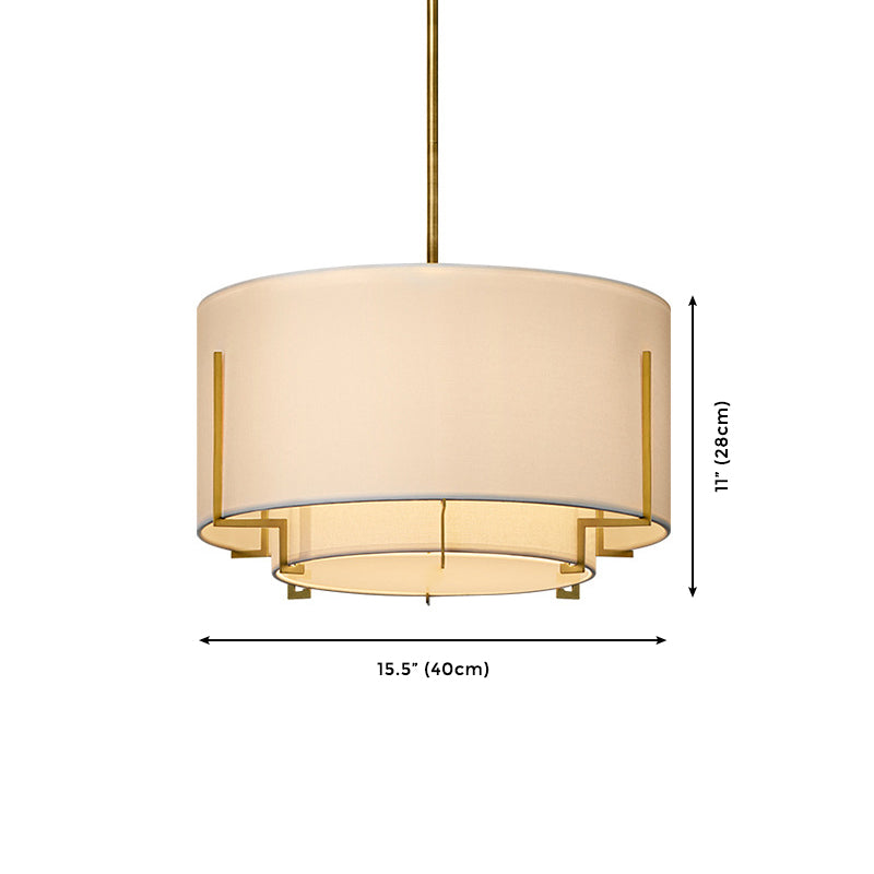 4-Light Modern Shaded Drum Chandelier Textile Ceiling Light