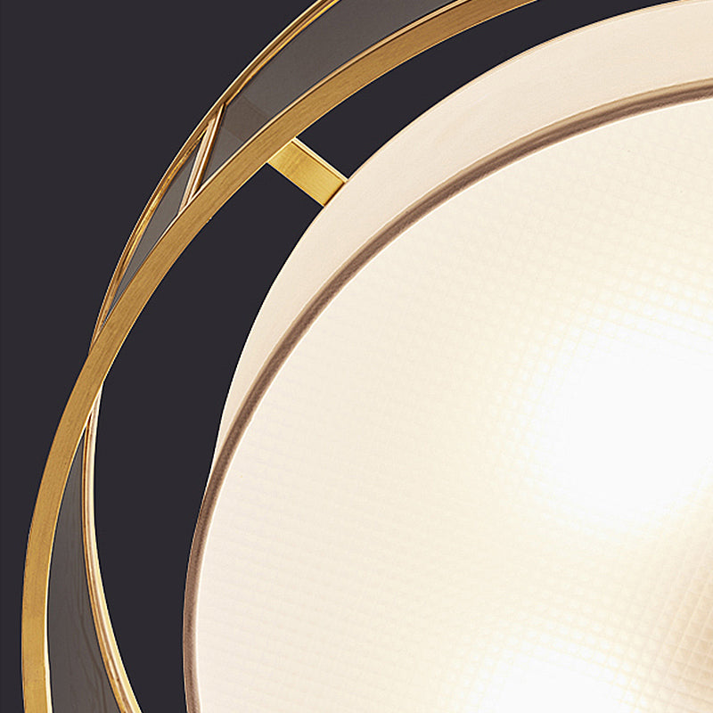 4-Light Modern Shaded Drum Chandelier Glass Ceiling Light with Textile Accent