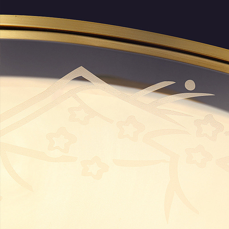 4-Light Modern Shaded Drum Chandelier Glass Ceiling Light with Textile Accent