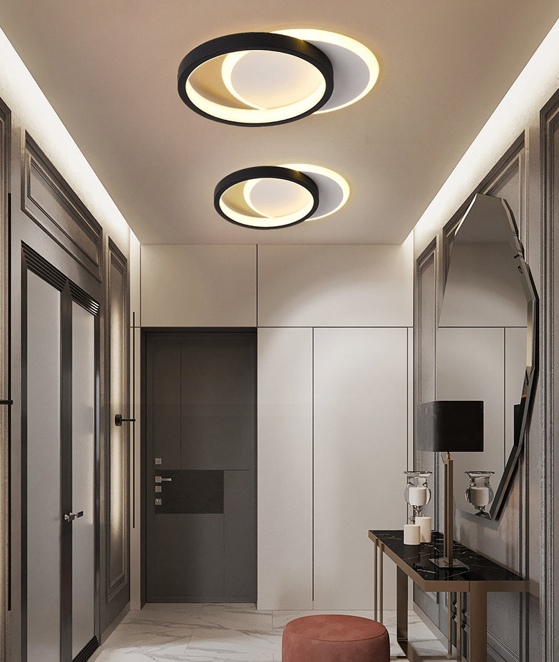 Geometric Aisle Ceiling Flush Mount Light Acrylic LED Simplicity Ceiling Mounted Light in Black-White