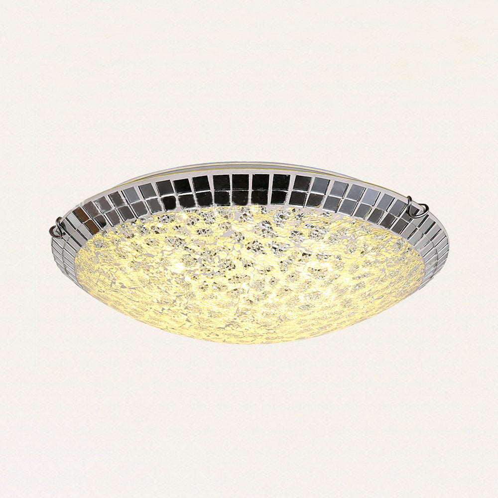 Plafonnier encastré en forme de bol craquelé, vitrail vintage de 12 "/ 16" de large, luminaire de plafond transparent