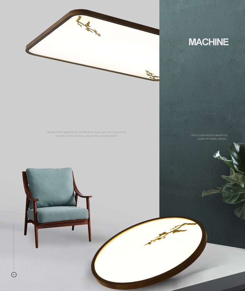 Geometrisches Wohnzimmer Flush montiert Licht Holz Nordic LED Flush Licht in Braun mit Faux Plant Decor