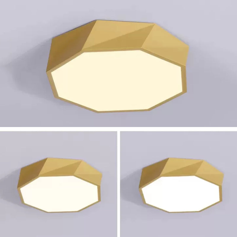 Macaron Octagonal Ceiling Lighting Metal Bedroom Flush Mount Led Light with Acrylic Diffuser