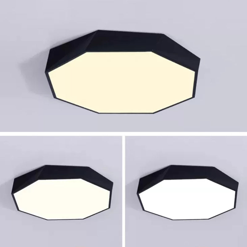 Macaron Octagonal Ceiling Lighting Metal Bedroom Flush Mount Led Light with Acrylic Diffuser