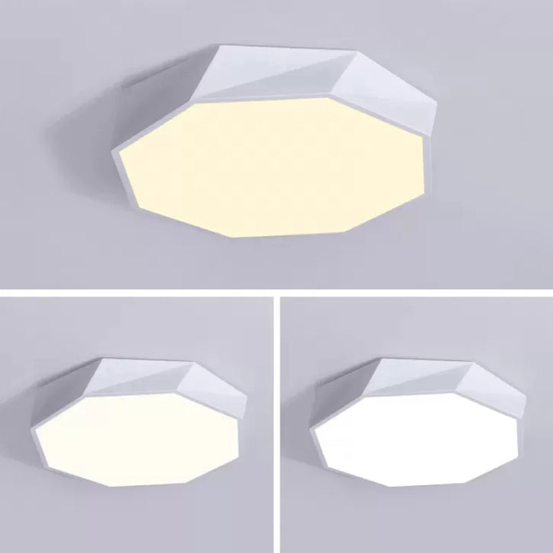 Macaron Octagonal Ceiling Lighting Metal Bedroom Flush Mount Led Light with Acrylic Diffuser