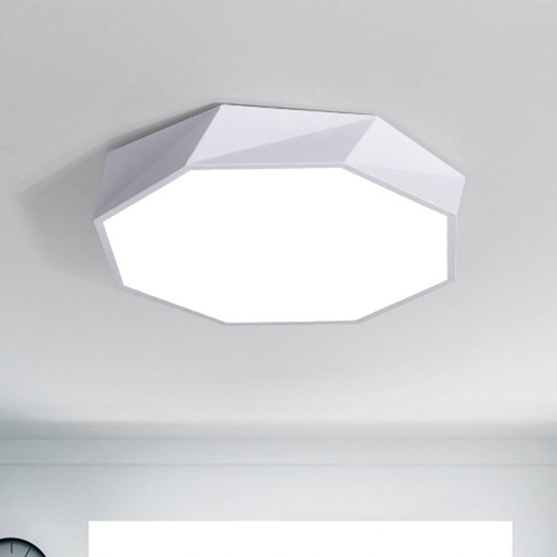 Macaron Octagonal Ceiling Lighting Metal Bedroom Flush Mount Led Light with Acrylic Diffuser