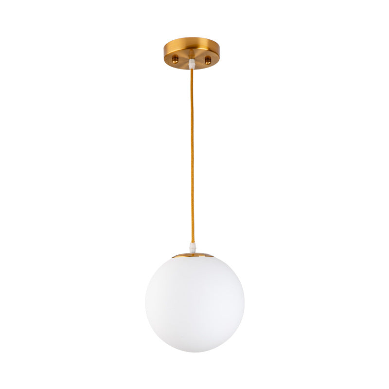 Luminaire semi-encastré sphérique pour couloir, verre blanc, 1 tête, plafonnier de style simple en laiton