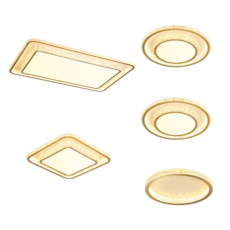 Minimalist Geometric Shaped Ceiling Light Acrylic Living Room LED Flush Mount Light in Gold