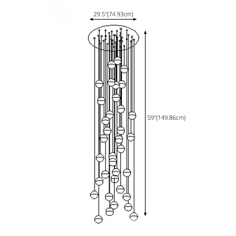 Ball Multi Ceiling Light Contemporary Stainless Steel Cluster Pendant Light with Hanging Cord for Restaurant